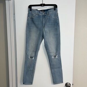 Express Light Wash Skinny High Rise Distressed Jeans